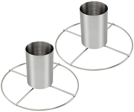 COM-FOUR® 2 Hähnchenbräter aus Edelstahl, Grill Geflügelhalter zum Garen von ganzen Hähnchen (02 Stück)