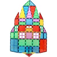 Magnet Build Magnet Tile Building Blocks Extra Strong Magnets & Super Durable 3D Tiles, Educational, Creative, Assorted Shapes & Vibrant Bright Colors (Set of 60)