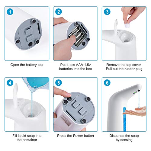 Automatic Soap Dispenser, Touchless Hand Soap Dispenser, Countertop/Wall Mounted Soap Dispenser[17oz / 500ml, Battery Operated] with Infrared Motion Sensor Waterproof Base for Office, Station etc.
