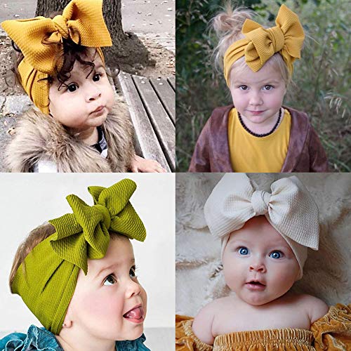 8Pcs Baby Girl Headbands Wide Hair Band Turban Knotted Toddler Hairband Super Soft and Stretchy big bowknot Hair Wrap for 2-8 years Little Girls