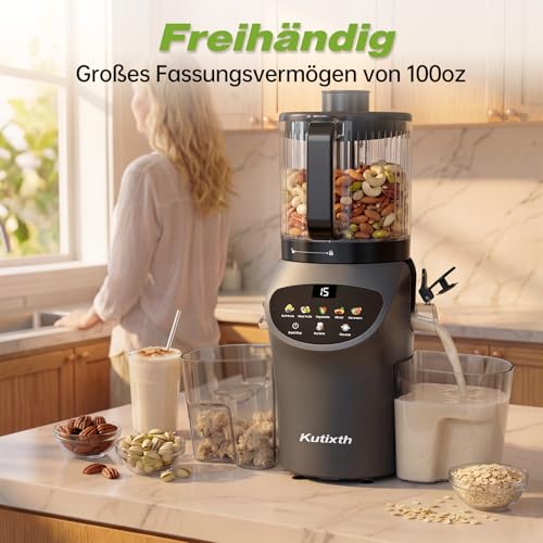 Kutixth Juicer 450 W Slow Juicer with 156 mm Feeding Slide | 3L capacity, cold press, high juice yield, BPA-free, for whole vegetables and fruit