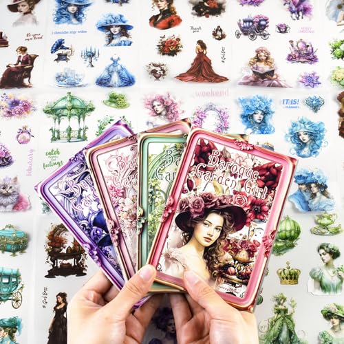 Flower Stickers for Scrapbooking Set,Vintage Natural Stickers 4 Books 1600pcs Transparent Scrapbook Supplies Floral Stickers for Scrapbooking Aesthetic Junk Journal Craft Card Making Journaling DIY