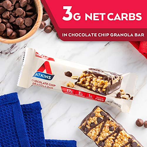 Atkins Chocolate Chip Granola Protein Meal Bar, High Fiber, 17g Protein