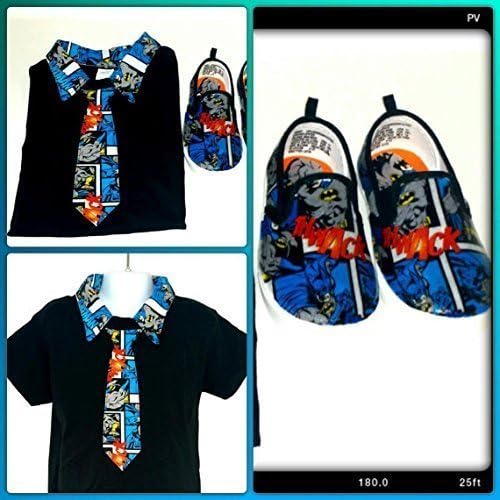 Batman boy's summer wear outfit 1 pc Toddler boy's necktie shirt baby bodysuit size 5T , 3T 18 Mos