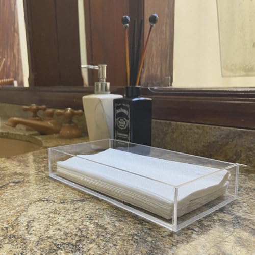 Bandeja Lavabo Acrílico Para Papel Toalha Banheiro Luxo Cristal 4mm - Organizador de Mesa e Banheiro Premium