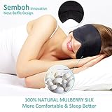 Silk Sleep Mask, Semboh Natural Eye Mask for Sleeping, Super-Smooth Eye Cover for Woman & Man Block Light 99% with Invisibility Nose Baffle