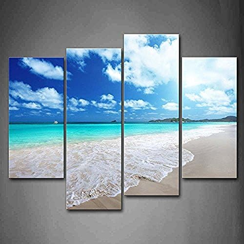 Clear Beach Small Waves And Sunny Sky Wall Art Painting The Picture Print On Canvas Seascape Pictures