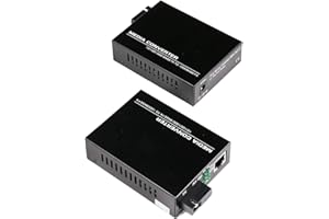 2-Pack SC Single-Mode Gigabit Fiber Ethernet Media Transceiver, Bi-Directional 10/100/1000Mbps RJ45 to 1000Base-FX SC Port, 1