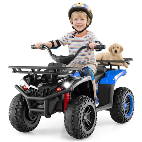 OLAKIDS 12V Kids ATV Quad with 2 Speeds, Spring Suspension, LED Lights, Music &…