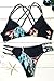 Cupshe Fashion Women's Black Leaves Printing Tank Padding Bikini Set Swimsuits (S)