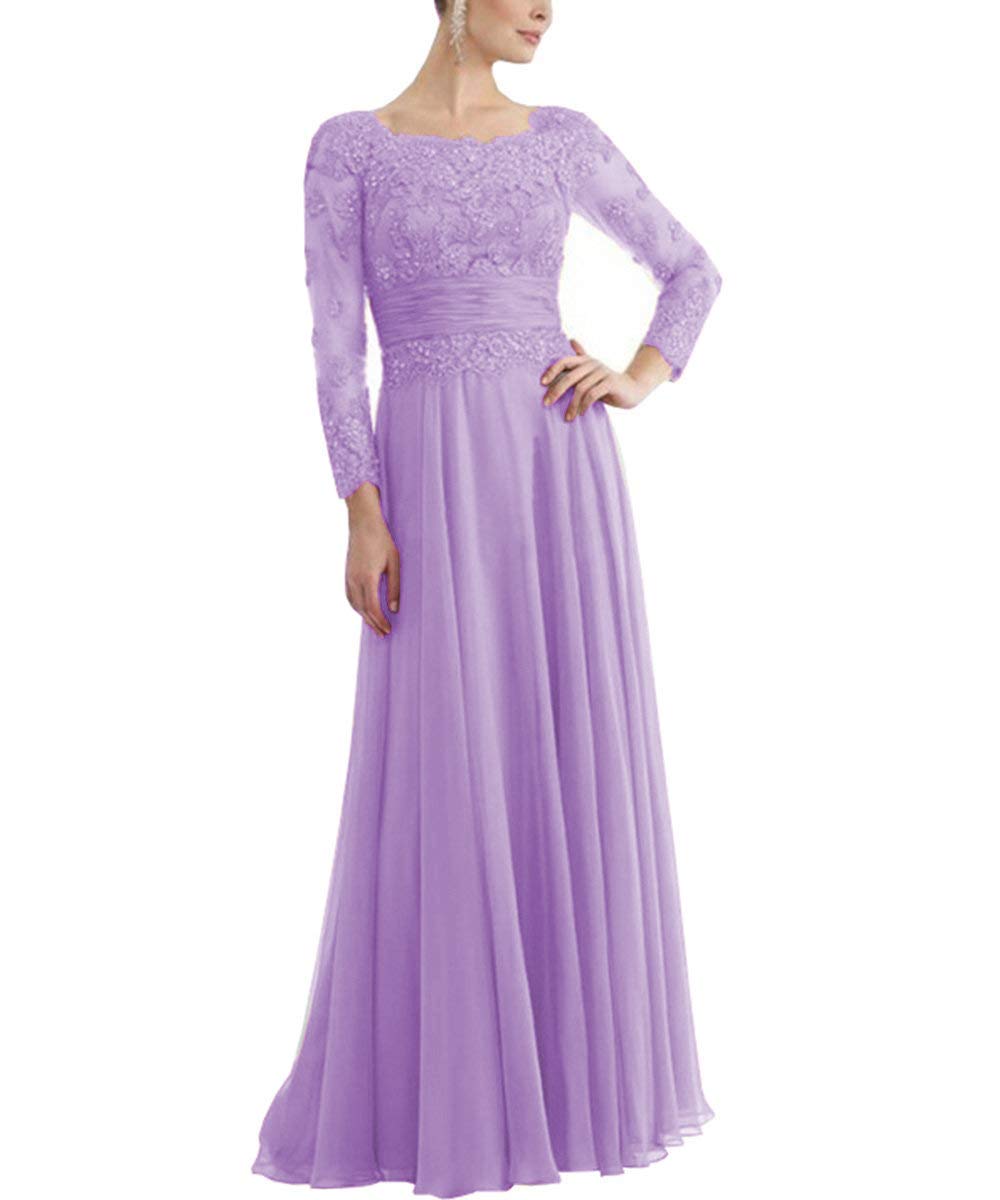 tutu.vivi Womens Long Sleeves Appliques Chiffon Mother of The Bride