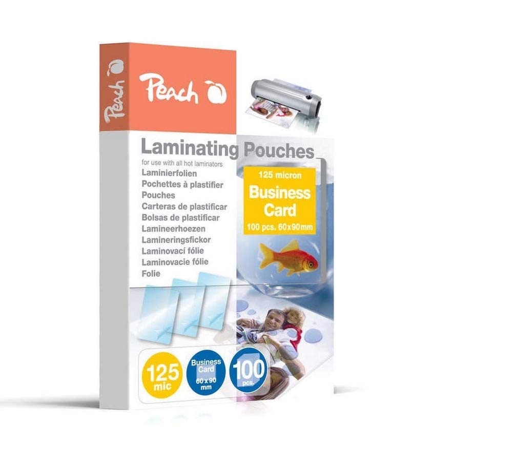 Peach PP525-08 Laminating Pouches Business Card 60 x 90 mm 125 microns Pack of 100