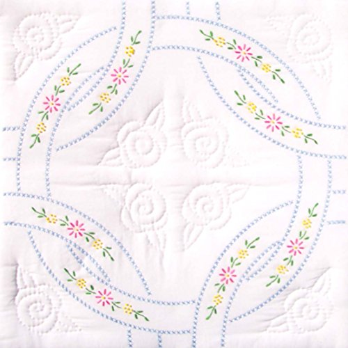 Jack Dempsey Needle Art 73220 Interlocking Wedding Rings Quilt Blocks, 6 Quilt Blocks, 18-Inch-by-18-Inch, White