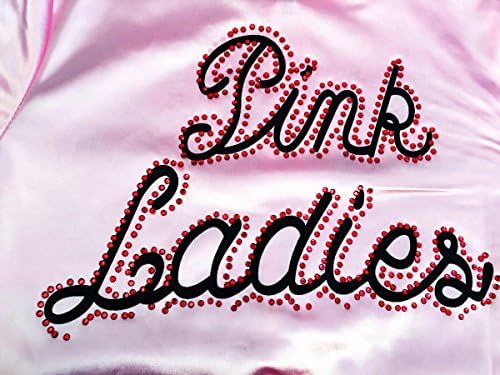 Tdmall 50's Costume Party Rhinestone Pink Ladies Jacket Adult Standard with Scarf