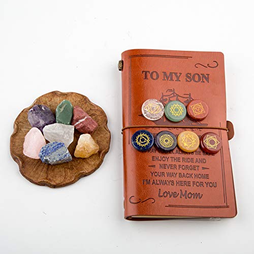 Chakra Stones,Natural Reiki Healing Crystal Chakra Stone Set Includes 7 Engraved Chakras,7 Chakra Raw Stones,Used for Yoga, Meditation, Zen, Aura Cleansing,Chakra Balance (7pcs-7pcs Raw Stones)