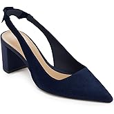 Juliet Holy Womens Pumps Pointed Toe Slip on Slingback Cute Bowknot Classic Chunky Block Heels