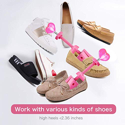 Shoe Stretcher Women, Pair of 4-way Adjustable Shoe Widener Expander to Stretch Length Width Height for Wide Feet, Tough Plastic Shoe Tree Shaper with Bonus 12 Bunion Plugs and 1 Hook, Medium - Thumbnail 2