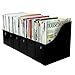 Evelots Magazine File Holder - Set of 6 Black - Office Desk Organizer - Sturdy Cardboard - New Upgraded Double Front Panel for More Stability - Full 4 Inch Wide - Easy Assemble