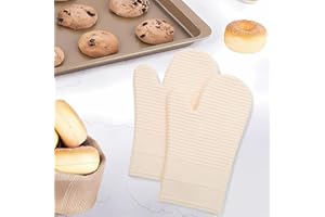 Silicone Oven Mitts, Heat Resistant Silicone Oven Mittens with Mini Oven Gloves, Hot Pads Potholders for Kitchen Baking Cooki