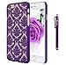 iPhone 6 Plus Case, Style4U iPhone 6 Plus [Purple] Flower Damask Design Slim Fit Case Cover for Apple iPhone 6 Plus 5.5 Inch with 1 Stylus and 1 HD Clear Screen Protector [Purple]