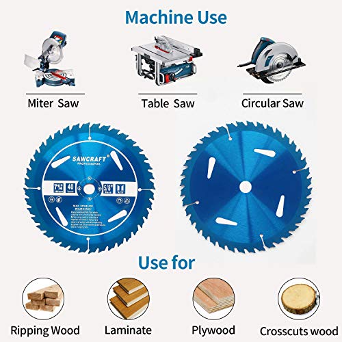 Sawcraft 71/4 Inch Circular Saw Blade ATB Ultra Fine Finishing 40 Teeth Miter Saw Blade Wood