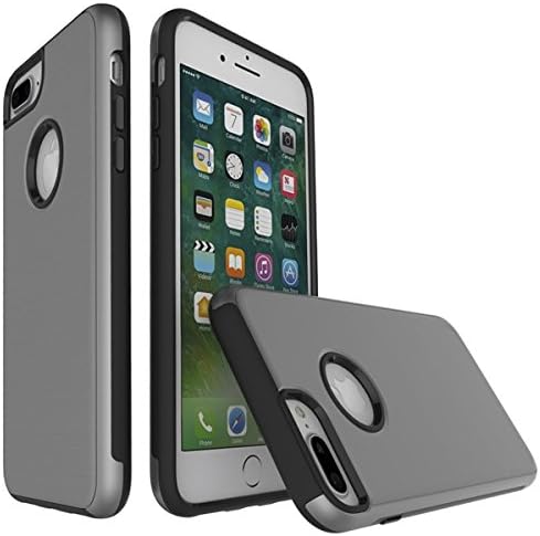MUNFUN PC+ TPU Dual layer Shockproof Protection Matte Back Cases for iphone 6 plus 6s plus case TPU Bumper Anti-scratch Shock Absorbrn for apple iphone 7 plus cover(grey)