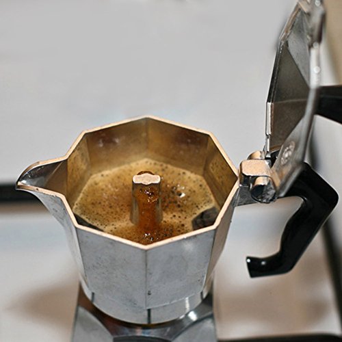 Stovetop Espresso Maker Coffee Filter for Gas and Electric Aluminum (6-Cup)
