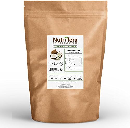 Nutrifera Organic Coconut Flour, 5 Pounds in Bulk Resealable Standup Pouch. Organic Certified. Gluten-free. Non-GMO.