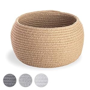 Small Jute Basket for Storage & Organizing – 10″W x 6.5″H Small Dog Toy Basket & Pet Storage Bin, Unique Boho Plant & Empty Gift Basket, Lost Socks Basket & Hand Towel Basket for Bathroom