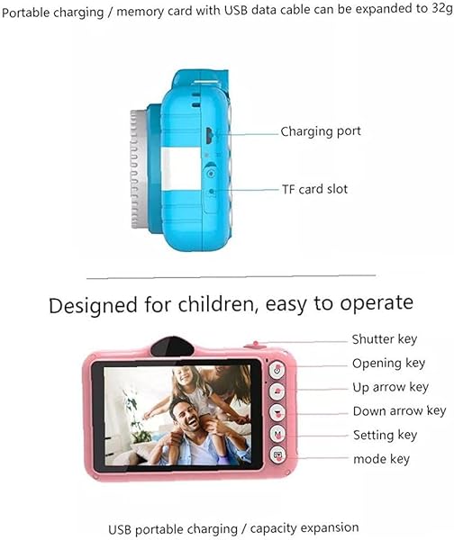 Childrens Digital Camera 3 5 inch Screen 1080P HD Video Camera Cute Cartoon Kid Gift Pink