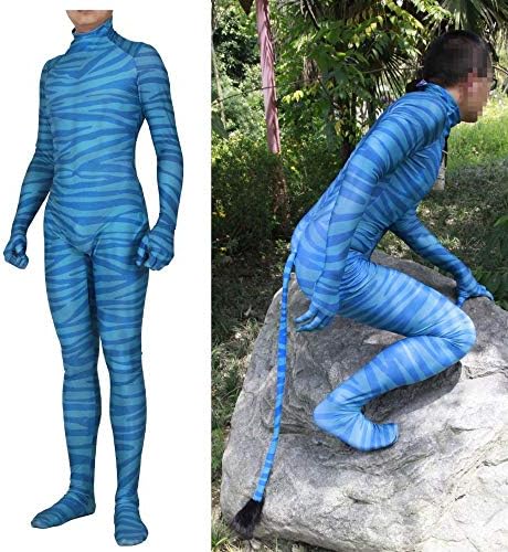 JUFENG Avatar Cosplay Costumes - Lycra Zentai - Mens Adult/Childrens Boy Halloween Party Costume Full Set,B-child/L