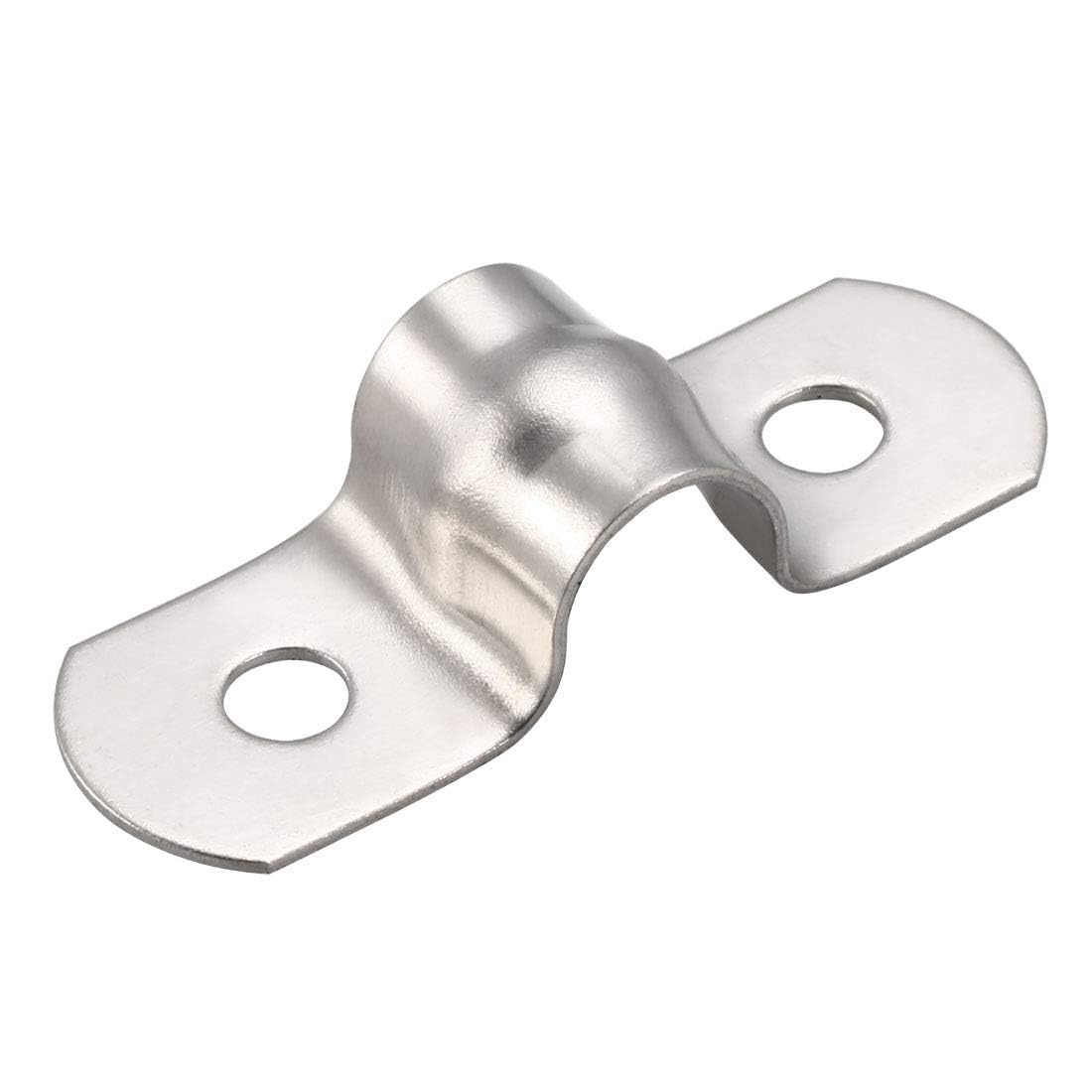 TA-VIGOR 20Pcs Rigid Pipe Straps, 8mm 2 Holes Stainless Steel Tension Tube Clip Clamp, Heavy Duty Conduit Clamps for Pipe Tube Wire Fixing, Laying Plumbing, Electricity, Exhaust
