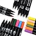 24 Marker Pens - Dual Tip Brush Pens with Fineliner Tip 0.4mm Art Markers for Adult Coloring Books, Drawing, Underlining (Pack of 24)