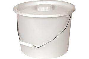 PCP Commode Bucket with Lid and Handle, White, 10 Quart with 2.5 Gallon Capacity