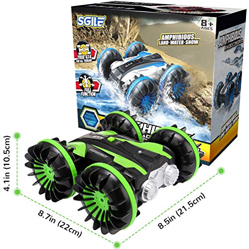 SGILE RC Stunt Car Toy, Remote Control Car with 2 Sided 360 Rotation for Boy Kids Girl, Black - Thumbnail 6