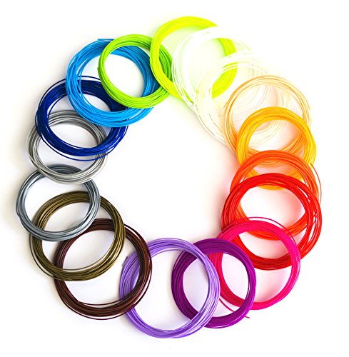 656 Linear Feet 3D Pen Printer Filament Refills - ABS 1.75mm Pack of 20 Different Colors (32.8 foot each) Includes 2 Glow in the Dark Colors, by 3DPrintora