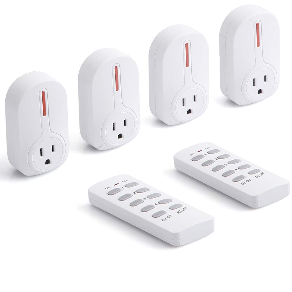 BESTTEN Wireless Remote Control Outlet Set (4 Outlets, 2 Remotes) with