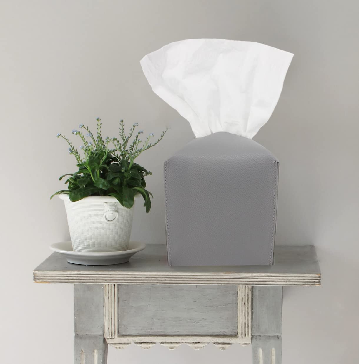 Photo 1 of ***4 ITEMS INCLUDED***LAMINET Deluxe Tissue Box Cover,Square -Decorative/Cover for Bathroom Vanity,Countertop,Night Stand,Office, Bedroom,Living Room,Desk & Car 5"X5"X5"-Fits 99% of Square Tissue Boxes. Soft Material-Grey***4 ITEMS INCLUDED***