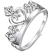 Women's 3 Stone Cubic Zirconia Princess Heart Crown Tiara CZ Band Wedding Cz Eternity Bridal Ring