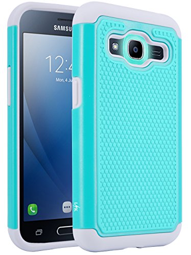 J2 2016 Case, LK [Shock Absorption] Drop Protection Hybrid Dual Layer Armor Defender Protective Case Cover for Samsung Galaxy J2 2016 (Teal)