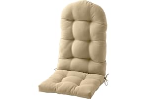 FILUXE Adirondack & Rocking Chair Cushion, High Back Patio Cushions - Waterproof Solid Tufted Pillow, Indoor/Outdoor Pads with Ties, Fade-Resistant & Seasonal All Weather Replacement (Khaki, 1)