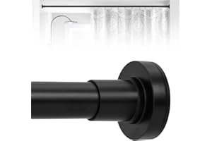 HTZON Black Shower Curtain Rod 27 to 71 In,Spring Tension Shower Rods No Drilling for Bathroom Kitchen Doorway,Small Short Heavy Duty Adjustable Shower Curtain Tension Rod Non-Slip Easy Install,Black