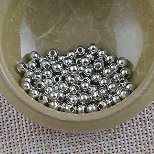 500Pcs 4MM Plated Round Ball Spacer Beads DIY Jewelry Making Findings - Silvery