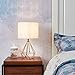 SOTTAE Modern Style Golden Hollowed Out Base Living Room Bedroom Beside Table Lamp, Desk Lamp with White Fabric Shade