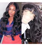 Human Hair Lace Front Wigs Body Wave, 26 Inch Brazilian HD Human Hair Lace Wigs, 13×4 150% Densit...