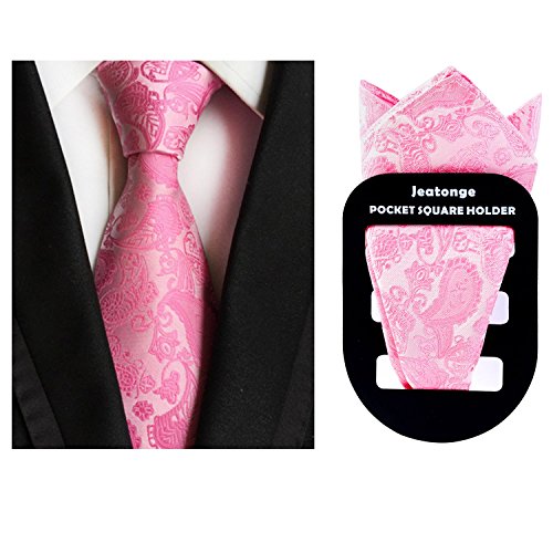 Lot 6 Pcs Mens Ties and 6 Free Matching Pocket Squares, Men's Classic Tie Necktie Woven Jacquard Neck Ties Gift box packing (6+6 style 10)