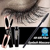 4D Silk Fiber Eyelash Mascara Cream, Premium Black Waterproof Eyelash Extension Newest Eye Makeup cosmetic with 1 Eyelash Brush (black1)