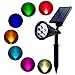 BOHON Solar Lights Outdoor - Ultra Bright, Waterproof, 7 LEDs Spot Light with Auto On/Off, Rechargeable Uplight for Lighting Flag Pole, Landscape, Yard, Patio, Garden (Changing Color & Fixed Color)