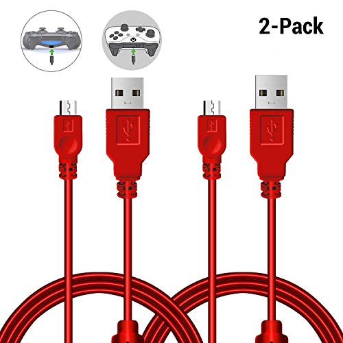 2 Pack 10ft PS4 Controller Charging Cable Sync Cord, Play and Charger Micro USB Cable for Playstation 4/ DualShock 4/ PS4 Slim/ PS4 Pro/Xbox One/Xbox One S/Xbox One Elite/Xbox One X Controllers