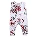 Newborn Baby Girl Floral Printed Romper Outfits Sleeveless Summer Bodysuit(12-18M, White)